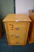 Solid Pine Three Drawer Bedside Cabinet