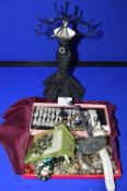 Costume Jewellery and 2x Jewellery Stands