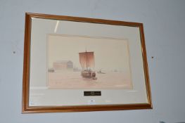 Framed Humber Shipping Watercolour by Roger Davies