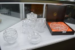 Cut Glass Lead Crystal Jars, and a Web Serving Dish with Presentation Box