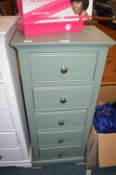 Green Painted Five Tier Upright Chest of Drawers (AF)