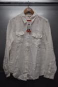 *Jachs Girlfriend Long Sleeve White Linen Shirt Size: M