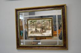 Decorative Mirror with Romantic River Boat Scene