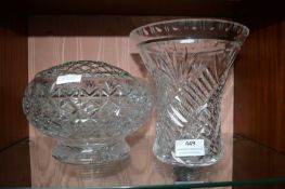Cut Glass Lead Crystal Rose Bowl and Vase
