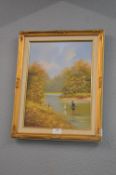 Oil on Canvas Study of a Child with a Sailing Boat by Lez Parson