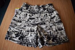 *Hilary Radley Linen Black & Cream Print Shorts Size: S