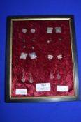Display Frame Containing Silver Earrings ~24g total