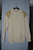 Niffi Gent’s Pure Wool Jumper with Suede Patches Size: L