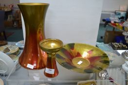Decorative Glass Vase, Bowl, and Candlestick