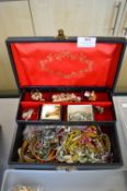 Jewellery Box Containing Costume Jewellery