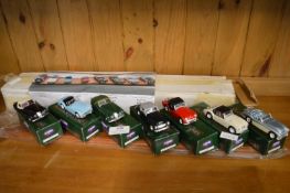 7x Corgi Classic Diecast Sports Cars with Display Stand