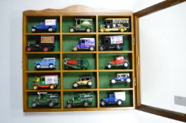 Display Case Containing Diecast Advertising Vehicles etc.