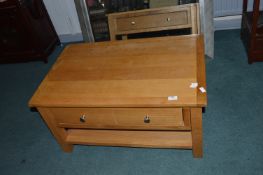 Small Oak Coffee Table with Single Drawer 85x55cm x 44cm high
