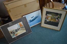 3x Framed Prints Including Signed Cat Print by Jeffery Tristram