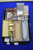 Vintage Costume Jewellery Including Earrings Brooches, and Simulated Pearl Necklaces, etc.