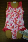 Seafolly Girl’s Pink Butterfly Swimsuit with UPF 50+ Protection Age: 3