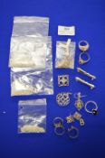 Silver Blank Jewellery Findings, Brooches, and Rings, etc. plus Scrap Silver & Chain ~80g total