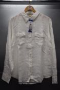 *Jachs Girlfriend Long Sleeve White Linen Shirt Size: L