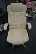 Cream Leatherette Office Chair