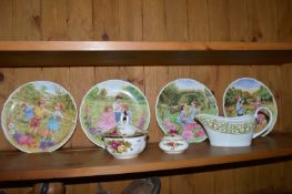 Royal Albert Old Country Roses Lidded Pots, 4x Royal Albert Childhood Memory Plates, and 1x Wedgwood