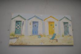 Acrylic on Canvas Seaside Beach Huts by Kathrine White