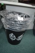 *6x Black Metal Bins with Leaf Design