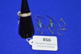 Sterling Silver Ring and 2x Pairs of Earrings ~7g total
