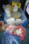 Storage Box Containing Fabric and Sewing Accessories