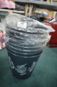*8x Grey Metal Bins with Leaf Design