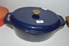 Large Blue Enamel Cast Iron Lidded Casserole Dish