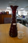 Large Red Blown Glass Vase