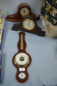 2x Mantel Clocks, and 1x Barometer