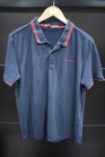Ben Sherman Navy & Red Stripe Polo Size: XL