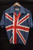 Lambretta Union Flag Short Sleeve Denim Shirt Size: L