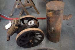 Auto Carrier Single Cylinder T-Head Air Cooled Petrol Engine with Twin Fly Wheels Removed from an AC