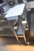 Stainless Steel Preparation Table on Wheels 76x30cm x 85cm high