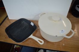 Cast Iron Enamel Griddle Pan and Casserole Dish