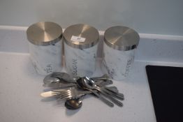 * Set of Tea, Coffee, and Sugar Jars