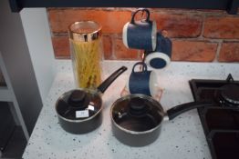 * 2x Non-Stick Pans, Spaghetti Jar, and a Mug Tree with Mugs