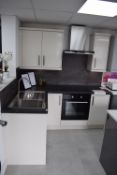 * Cream L-Shape Kitchen Display (~153x194cm) Including Franke Stainless Steel Sink with Righthand