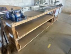 * Timber Framed Worktable with Plywood Shelves 370x60cm x 94cm working height
