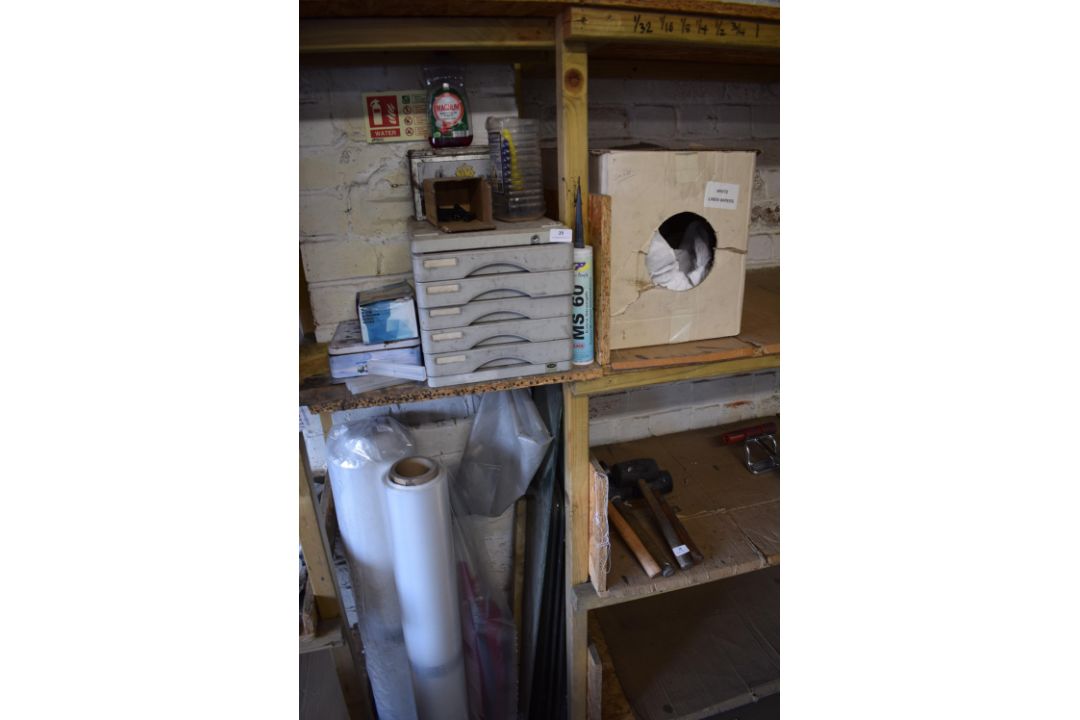 * Box of Cleaning Cloths, Filing Unit, Roll of Plastic, and Glass - Image 2 of 2