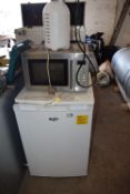 * Bush Undercounter Fridge with Freezer Compartment, plus Microwave, and a Pressurised Bottle