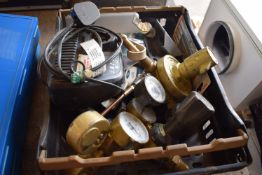 * Tray of Gas Bottle Pressure Gauges, Charger, etc.