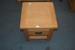 Small Solid Oak Storage Table with Single Drawer