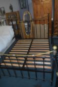 Black Metal & Brass Double Bed Frame 4’6” wide