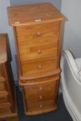 Pair of Pine Three Drawer Bedside Cabinet (requires attention)