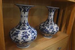Pair of Blue & White Chinese Style Vases