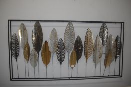 Oak Furniture Land Metal Leaf Design Wall Art Panel