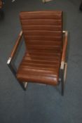Barker & Stonehouse Industrial Style Metal Framed Chair with Leather Upholstery